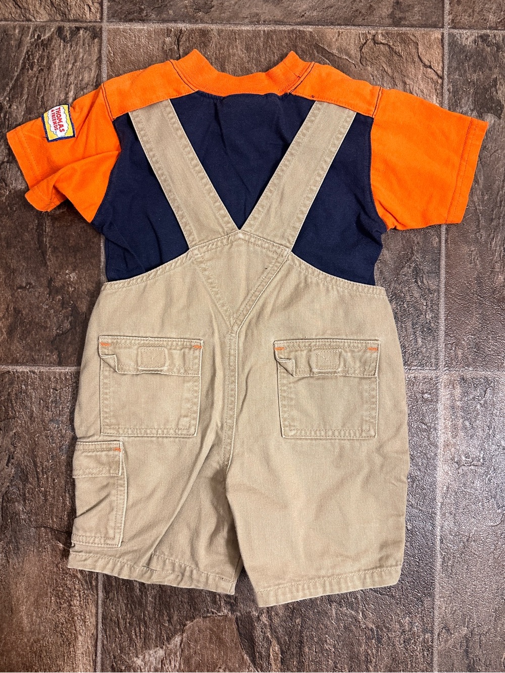 Vintage Y2K Thomas & Friends Toddler Overalls Set Orange Blue Khaki Size 2T - Picture 5 of 12
